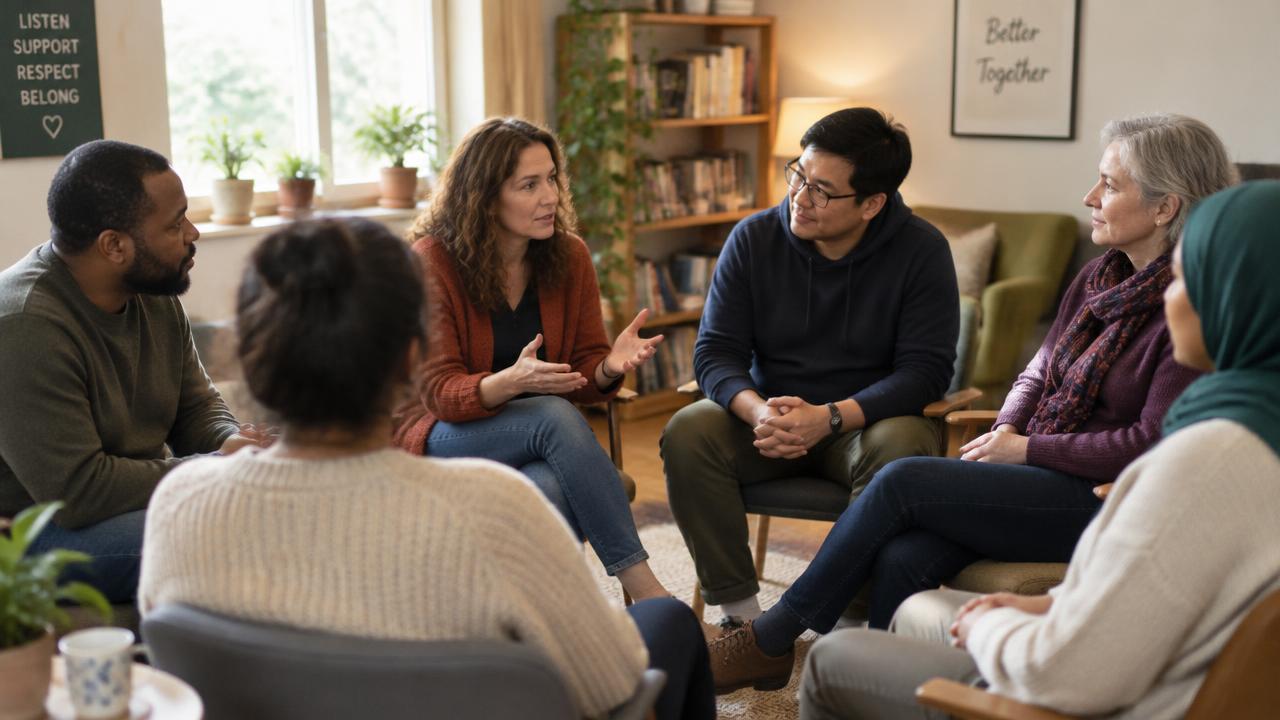 Members of a peer support group